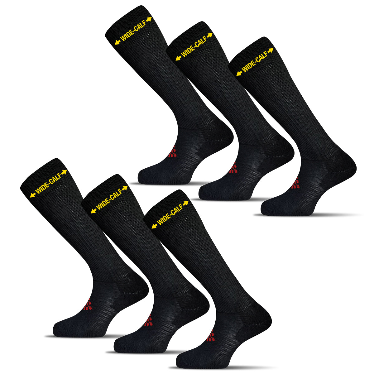 Men's Knee High Wide Calf Compression Socks 6 Pair True Energy Socks