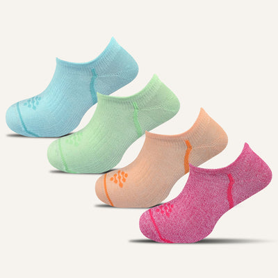 Women's Colorful Athletic Ultra Light Liner Socks- 4 Pair - True Energy Socks