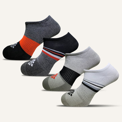 Men's Striped Athletic Ultra Light Liner Socks- 4 Pair - True Energy Socks