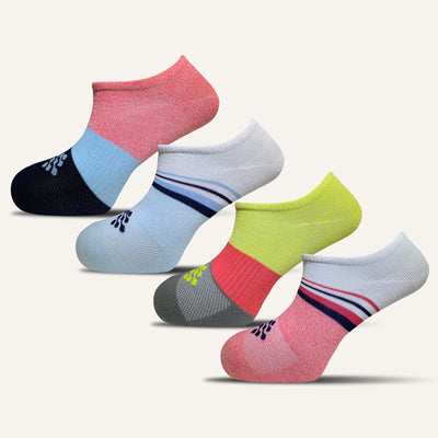 Women's Striped Athletic Ultra Light Liner Socks- 4 Pair - True Energy Socks