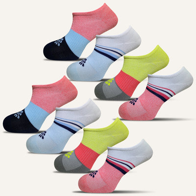 Women's Striped Athletic Ultra Light Liner Socks- 8 Pair - True Energy Socks