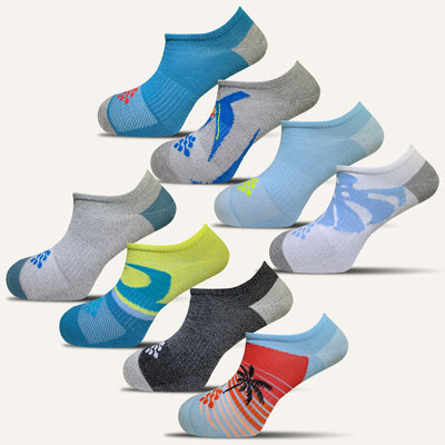 Women's Colorful Print Athletic Ultra Light Liner Socks- 8 Pair - True Energy Socks