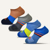 Men's Striped Athletic Ultra Light Liner Socks- 4 Pair - True Energy Socks