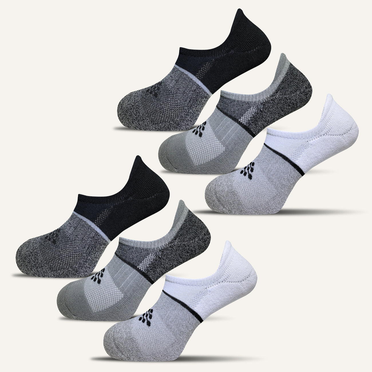 Busy Socks Men's Women's Wool Ankle No Show Tab Socks, Dark Grey,  Large,6-Pack 